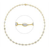 Collier 18 kt GG+WG, 6 Nav 1,58 ct, 5 Sm.schliff 1,98 ct, 5 Tropf 1,27 ct, 6 Ov 1,62 ct, TW-si