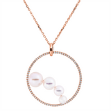 Collier 18 kt RG, mit ZÖ 40 cm, 78 Brill. 0,29 ct, TW-si, 4 SW weiß 4-7,5 mm