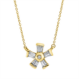 Collier 18 kt GG, mit ZÖ 40 cm, 10 Trap. 0,22 ct, TW-vsi, 1 Brill. 0,01 ct, TW-si