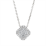 Collier 18 kt WG, mit ZÖ 40 cm, 1 Princ. 0,06 ct, TW-vsi, 4 Nav. 0,21 ct, TW-vsi, 20 Brill. 0,10 ct, TW-si