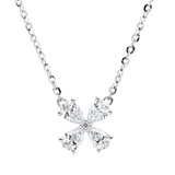 Collier 18 kt WG, mit ZÖ 40,6 cm, 4 Tropfen 0,56 ct, TW-vsi, 1 Brill. 0,01 ct, TW-si