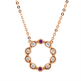 Collier 18 kt RG, 8 Brill. 0,08 ct, TW-si, 2 Rubine 0,03 ct rot