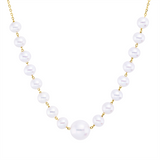 Collier 18 kt GG, mit ZÖ 40,6 cm, 1 SW weiß 6,5 mm, 16 SW weiß 3,5 mm