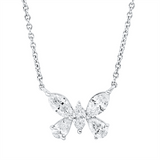 Collier 18 kt WG, 1 Nav. 0,11 ct, TW-si, 2 Nav. 0,41 ct, TW-si, 2 Tropfen 0,27 ct, TW-si