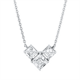 Collier 18 kt WG, 1 Assher 0,76 ct, TW-si, 2 Assher 0,66 ct, TW-si