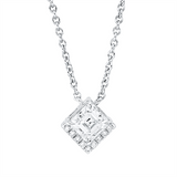 Collier 18 kt WG, 1 Assher 0,59 ct, TW-si, 9 Brill. 0,04 ct, TW-si