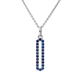 Collier 18 kt WG, mit ZÖ 42 cm, 22 Saphire 0,16 ct blau