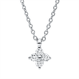 Collier 18 kt WG, mit ZÖ 42 cm, 4 Brill. 0,10 ct, TW-si