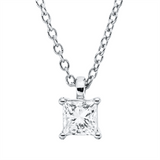 Collier 18 kt WG, mit ZÖ 42 cm, 1 Princ. 0,19 ct, TW-si