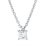 Collier 18 kt WG, mit ZÖ 42 cm, 1 Princ. 0,16 ct, TW-si