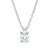 Collier 18 kt WG, mit ZÖ 42 cm, 1 Oval 0,20 ct, TW-si