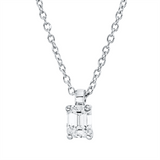 Collier 18 kt WG, mit ZÖ 42 cm, 1 Sm.schliff 0,27 ct, TW-si