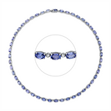 Collier 18 kt WG, 48 Brill. 0,95 ct, F-pi, 48 Tansanit 21,30 ct blau