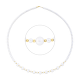 Collier 18 kt GG, 9 SW weiß 5,5 mm, 106 SW weiß 3 mm, L:40,0 cm