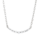 Collier 18 kt WG, ZÖ 40,6+43 cm, 7 Brill. 0,14 ct, TW-pi, 2 Brill. 0,02 ct, TW-pi