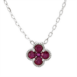 Collier 18 kt WG, mit ZÖ 40 cm + 43 cm, 4 Rubine 0,45 ct rot, 1 Rubin 0,03 ct rot