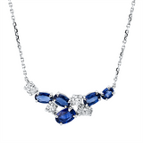 Collier 18 kt WG, 2 Oval 0,31 ct, TW-si, 2 Brill. 0,18 ct, TW-si, 5 Saphire 1,55 ct blau