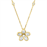 Collier 18 kt GG, mit ZÖ 40 cm + 43 cm, 5 Oval 1,20 ct, TW-si, 3 Brill. 0,12 ct, TW-si