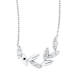 Collier 18 kt WG, mit ZÖ 40 cm, 15 Brill. 0,21 ct, TW-si