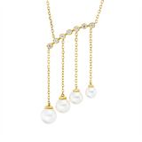 Collier 18 kt GG, mit ZÖ 40 cm, 7 Brill. 0,12 ct, TW-si, 4 SW weiß 4 - 6 mm