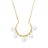 Collier 18 kt GG, mit ZÖ 40 cm, 4 Brill. 0,09 ct, TW-si, 4 SW weiß 5 mm, 1 SW weiß 5,5 mm