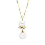 Collier 18 kt GG, mit ZÖ 40 cm, 3 Brill. 0,13 ct, TW-si, 1 SW weiß 7,5 mm, 1 SW weiß 6 mm