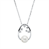 Collier 18 kt WG, mit ZÖ 40 cm, 6 Brill. 0,13 ct, TW-si, 1 SW weiß 6,5 mm