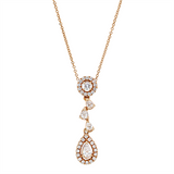 Collier 18 kt RG, mit ZÖ 40 cm, 4 Tropfen 0,30 ct, TW-vsi, 30 Brill. 0,24 ct, TW-si