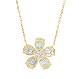 Collier 18 kt GG, mit ZÖ 40 cm, 15 Trap. 0,32 ct, TW-vsi, 16 Brill. 0,28 ct, TW-si