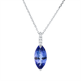 Collier 18 kt WG, mit ZÖ 40 cm + 43 cm, 6 Brill. 0,05 ct, TW-si, 1 Tansanit 2,61 ct blau