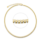 Collier 18 kt GG, choker, mit ZÖ 34,5 cm, 47 Brill. 2,11 ct, TW-si