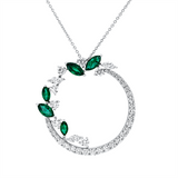 Collier 18 kt WG, 3 Nav. 0,41 ct, F-vsi, 37 Brill. 2,36 ct, F-vsi, 5 Smaragde 1,90 ct grün