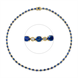 Collier 18 kt GG, 57 Brill. 1,16 ct, F-vsi/si, 57 Saphire 16,49 ct blau
