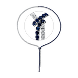 Collier 18 kt WG, 1 Tropfen 0,16 ct, F-vsi, 94 Brill. 7,57 ct, F-vsi, 107 Saphire 11,53 ct blau