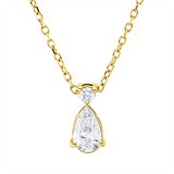 Collier 18 kt GG, mit ZÖ 40 cm + 42 cm, 1 Tropfen 0,30 ct, TW-si, 1 Brill. 0,04 ct, TW-si