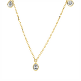Collier 18kt GG, mit ZÖ 43+40,6cm, 2 Tropfen 0,19 ct, TW-si, 1 Oval 0,10 ct, TW-si, 2 Brill. 0,19 ct, TW-si