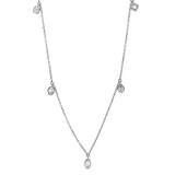 Collier 18 kt WG, mit ZÖ 43 cm + 40,6 cm, 5 Fant-Schl. 0,49 ct, TW-si