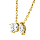 Collier 18 kt GG, mit ZÖ 42 cm, 1 Nav. 0,05 ct, TW-si, 1 Brill. 0,10 ct, TW-si