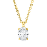 Collier 18 kt GG, mit ZÖ 42 cm, 1 Oval 0,26 ct, TW-si