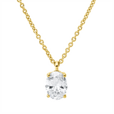 Collier 18 kt GG, mit ZÖ 42 cm, 1 Oval 0,40 ct, TW-si