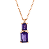 Collier 18 kt RG, mit ZÖ 42 cm, 1 Brill. 0,01 ct, TW-si, 1 Amethyst 0,50 ct lila