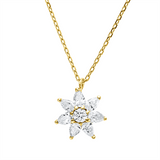 Collier 18 kt GG, mit Öse, 1 Brill. 0,06 ct, TW-si, 7 Tropfen 0,35 ct, TW-si