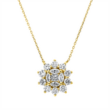 Collier 18 kt GG, 4 Nav. 0,25 ct, F/TW-si, 10 Brill. 0,86 ct, F/TW-si, 1 Princ. 0,09 ct, F/TW-si