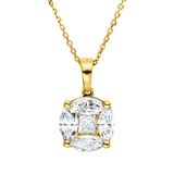 Collier 18 kt GG, mit Öse, 4 Nav. 0,77 ct, TW-si, 1 Princ. 0,18 ct, TW-si