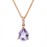Collier 18 kt RG, 5 Dia. 0,02 ct, TW-si, 1 Amethyst 1,50 ct pink