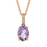 Collier 18 kt RG, 6 Dia. 0,02 ct, TW-si, 1 Amethyst 1,06 ct pink