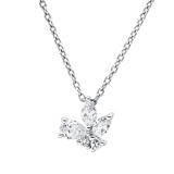 Collier 18 kt WG, mit ZÖ 38 cm, 3 Fant-Schl. 0,27 ct, F-vsi, 2 Brill. 0,02 ct, F-si