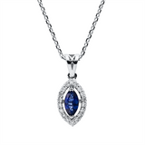 Collier 18 kt WG, mit Öse, 18 Brill. 0,11 ct, F-si, 1 Saphir 0,29 ct blau