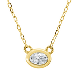 Collier 18 kt GG, mit ZÖ 40 cm + 42,5 cm, 1 Oval 0,17 ct, TW-si