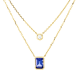 Collier 18 kt GG, mit ZÖ 40 cm + 43 cm, 1 Brill. 0,09 ct, TW-si, 1 Tansanit 1,22 ct blau